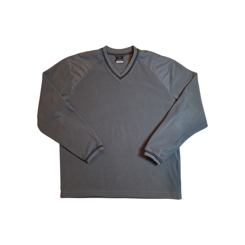 Nike Therma Fit Fleece Pullover Mens M Gray V Neck Golf Sweatshirt Y2K